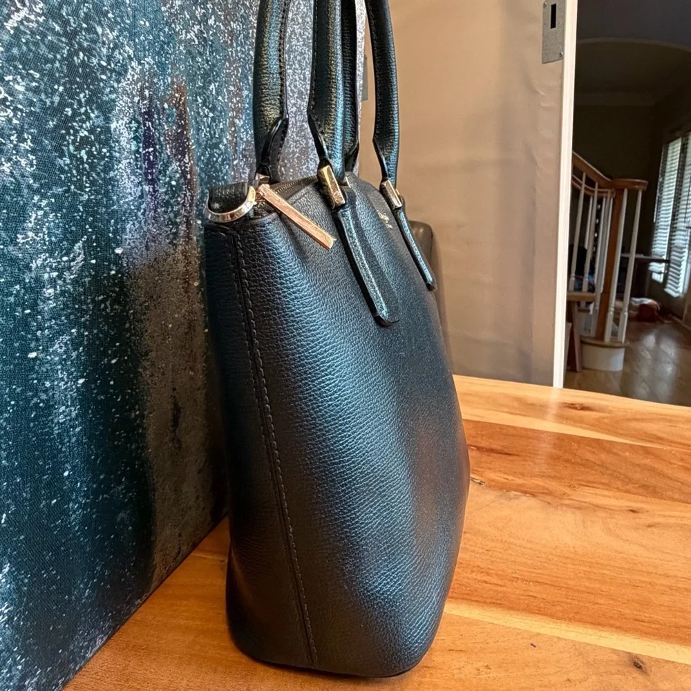 Kate Spade Minimalist Deep Evergreen Metallic Leather Sylvia Small satchel (EUC)